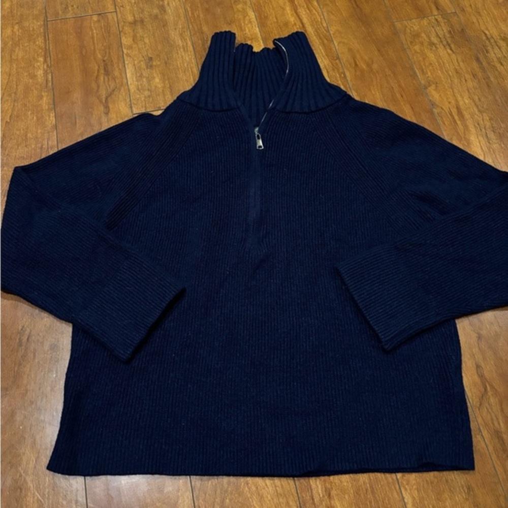Navy Blue Knit Quarter Zip
